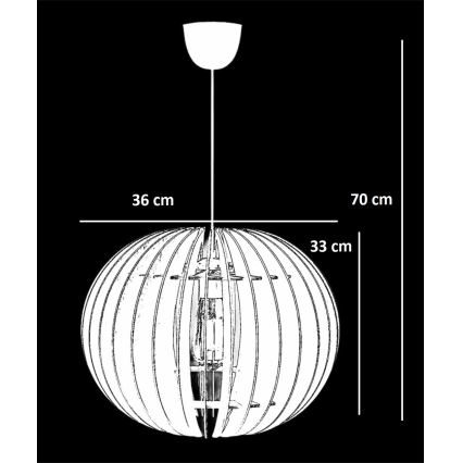 Kattokruunu johdossa 1xE27/60W/230V valkoinen halkaisija 36 cm