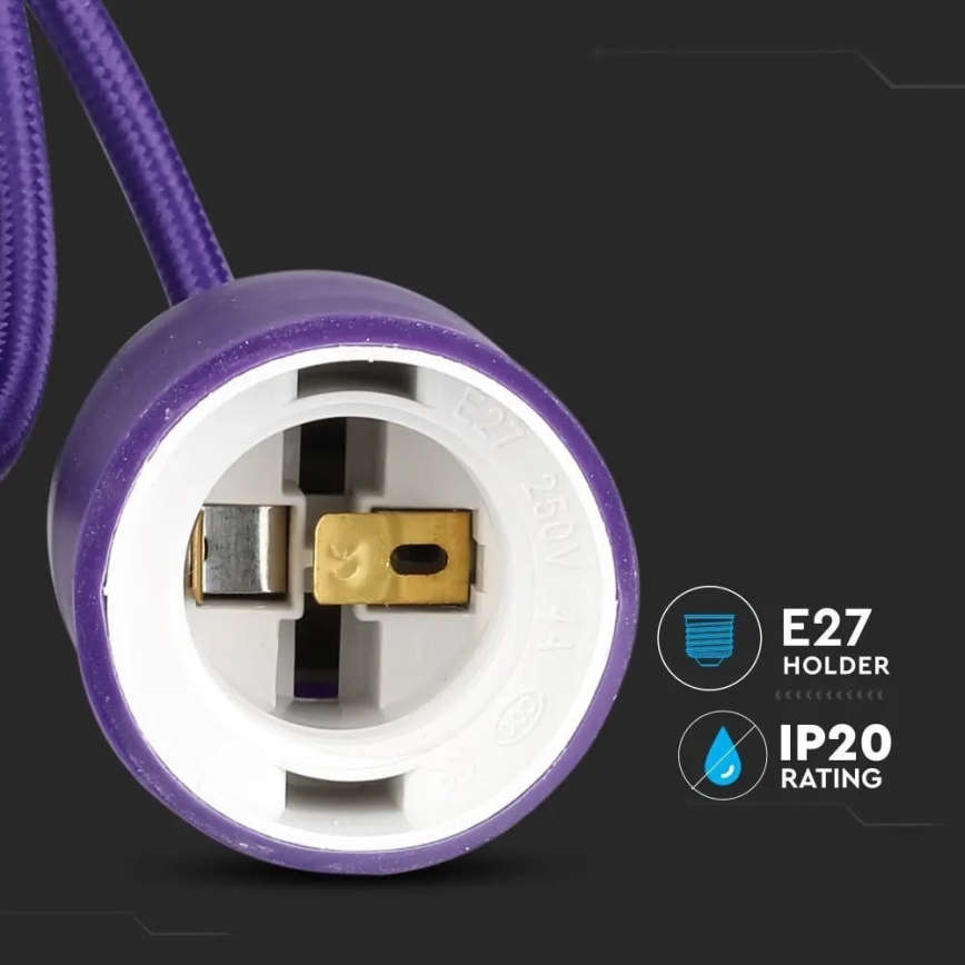 Kattokruunu johdossa 1xE27/60W/230V violetti