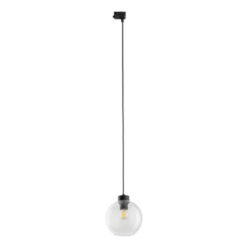 Kattokruunu johdossa 3-vaihe kiskojärjestelmään CUBUS 1xE27/15W/230V musta/läpinäkyvä