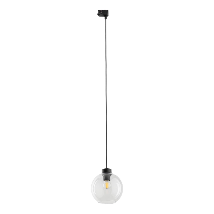 Kattokruunu johdossa 3-vaihe kiskojärjestelmään CUBUS 1xE27/15W/230V musta/läpinäkyvä