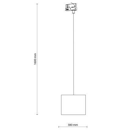 Kattokruunu johdossa 3-vaihe kiskojärjestelmään TRACER 1xE27/15W/230V halkaisija 20 cm musta