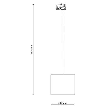 Kattokruunu johdossa 3-vaihe kiskojärjestelmään TRACER 1xE27/15W/230V halkaisija 30 cm musta/valkoinen