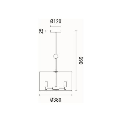 Kattokruunu johdossa 3xE14/15W/230V