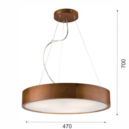 Kattokruunu johdossa 3xE27/60W/230V ø 47 cm mänty - FSC sertifioitu
