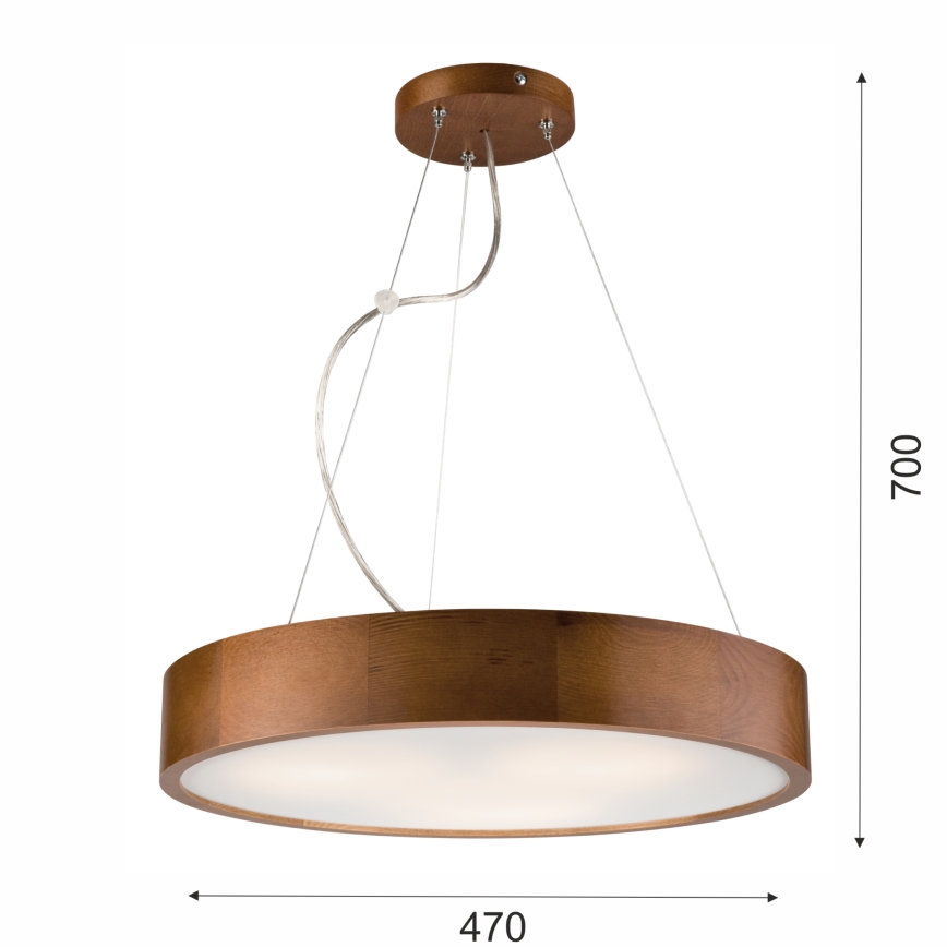 Kattokruunu johdossa 3xE27/60W/230V ø 47 cm mänty - FSC sertifioitu