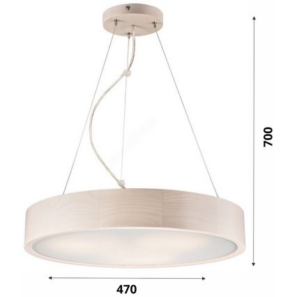 Kattokruunu johdossa 3xE27/60W/230V ø 47 cm mänty - FSC sertifioitu