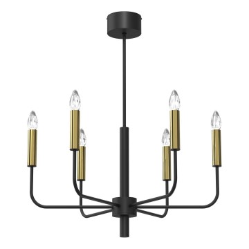 Kattokruunu johdossa AKASYA 6xE14/15W/230V musta/kulta