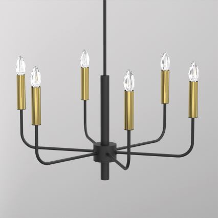 Kattokruunu johdossa AKASYA 6xE14/15W/230V musta/kulta