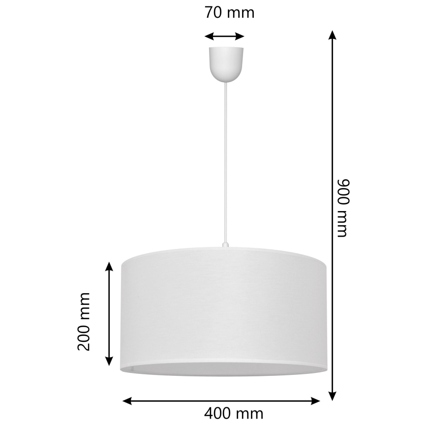 Kattokruunu johdossa ALBA 1xE27/15W/230V d. 40 cm valkoinen