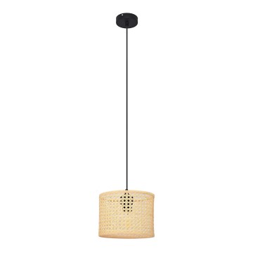 Kattokruunu johdossa ALBA 1xE27/15W/230V halkaisija 20 cm rottinki/musta