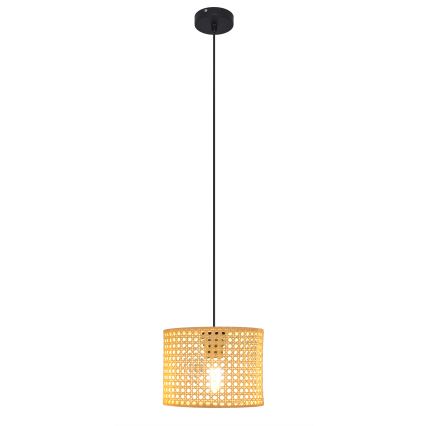 Kattokruunu johdossa ALBA 1xE27/15W/230V halkaisija 20 cm rottinki/musta