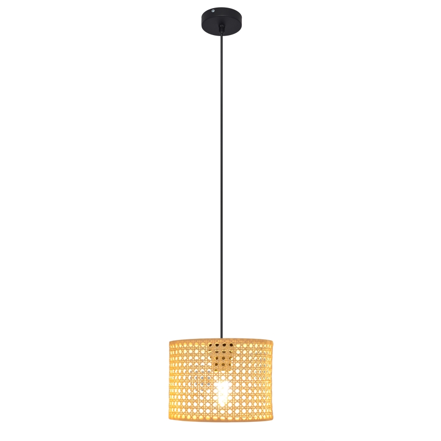 Kattokruunu johdossa ALBA 1xE27/15W/230V halkaisija 20 cm rottinki/musta