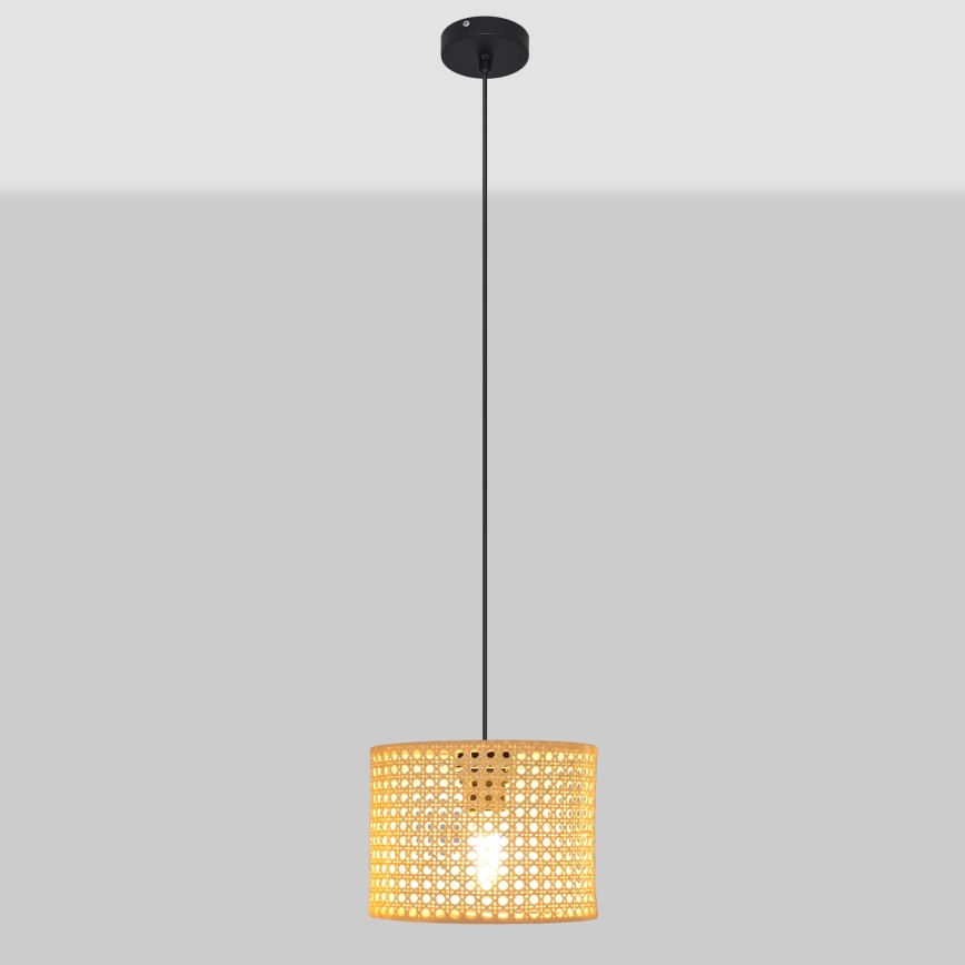 Kattokruunu johdossa ALBA 1xE27/15W/230V halkaisija 20 cm rottinki/musta