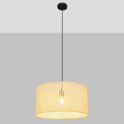 Kattokruunu johdossa ALBA 1xE27/15W/230V halkaisija 45 cm rottinki/musta