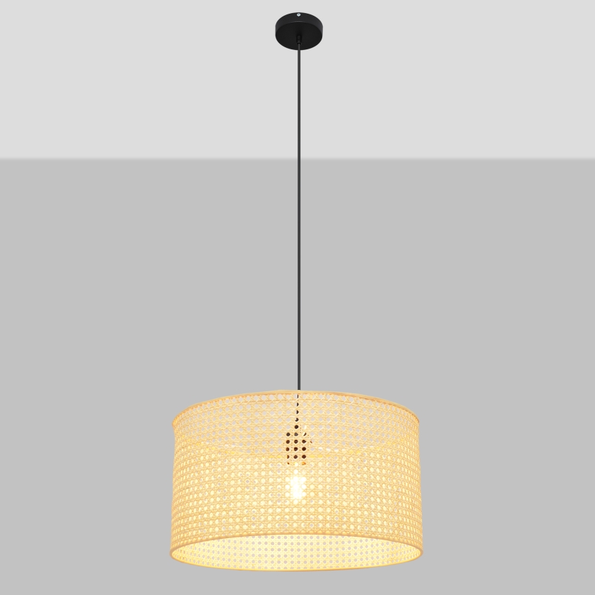 Kattokruunu johdossa ALBA 1xE27/15W/230V halkaisija 45 cm rottinki/musta