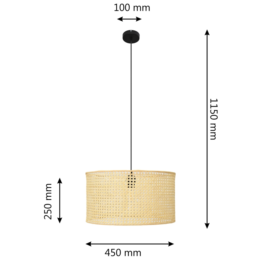 Kattokruunu johdossa ALBA 1xE27/15W/230V halkaisija 45 cm rottinki/musta