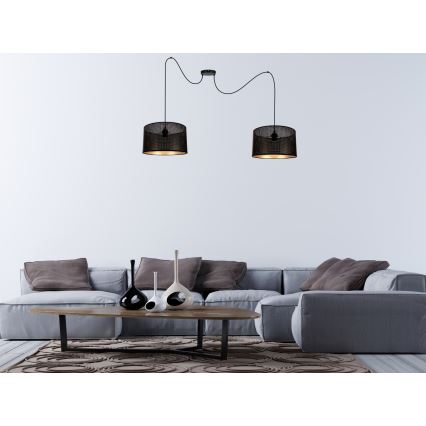 Kattokruunu johdossa ALDO 2xE27/60W/230V hämähäkki musta