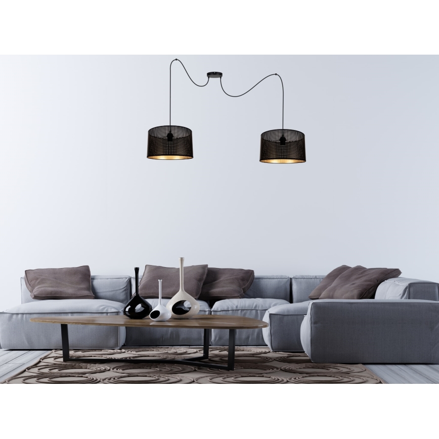 Kattokruunu johdossa ALDO 2xE27/60W/230V hämähäkki musta
