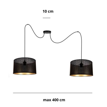 Kattokruunu johdossa ALDO 2xE27/60W/230V hämähäkki musta