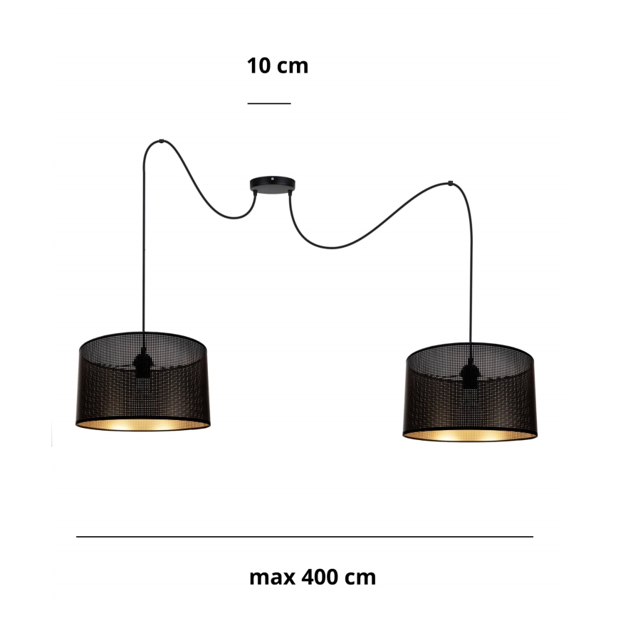 Kattokruunu johdossa ALDO 2xE27/60W/230V hämähäkki musta