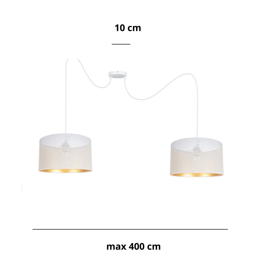 Kattokruunu johdossa ALDO 2xE27/60W/230V hämähäkki valkoinen