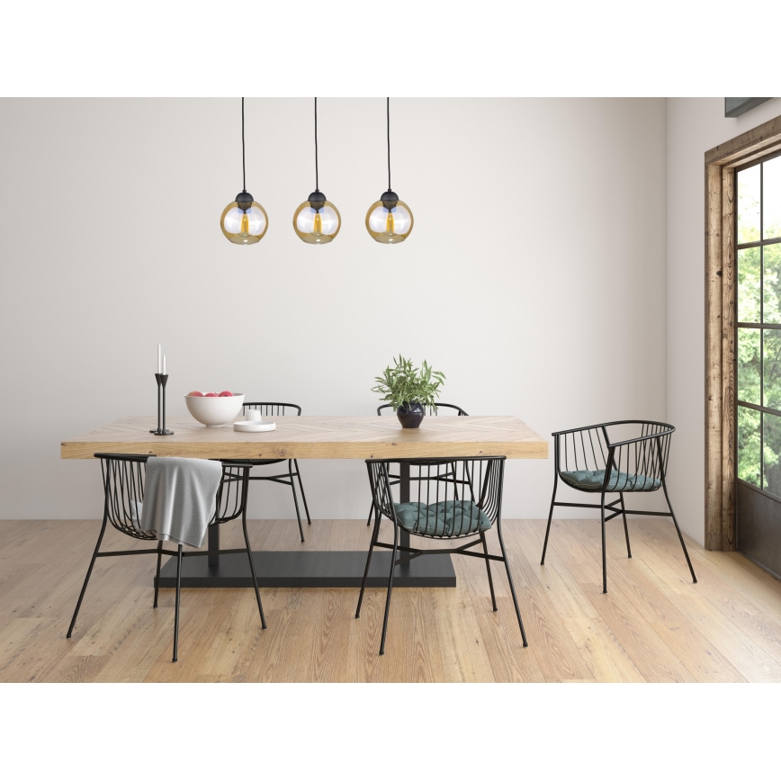 Kattokruunu johdossa AMBRE BLACK 3xE27/60W/230V musta/savuinen ruskea