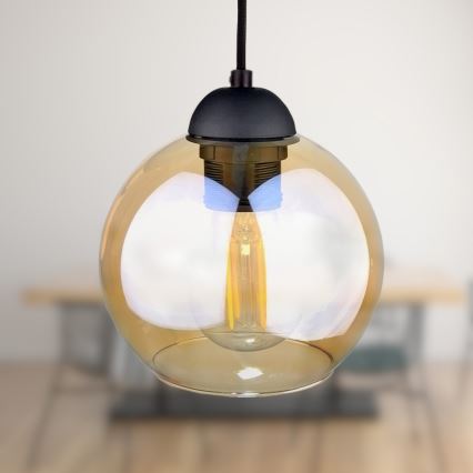 Kattokruunu johdossa AMBRE BLACK 3xE27/60W/230V musta/savuinen ruskea