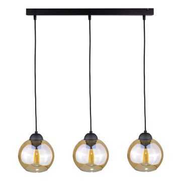 Kattokruunu johdossa AMBRE BLACK 3xE27/60W/230V musta/savuinen ruskea