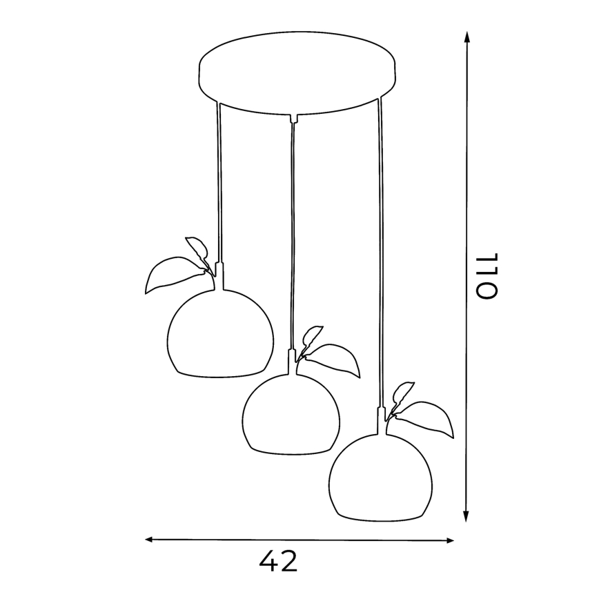 Kattokruunu johdossa APPLE 3xE27/15W/230V värikäs