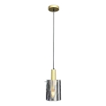 Kattokruunu johdossa ARCADIA 1xE27/60W/230V halkaisija 13 cm kulta/savuinen