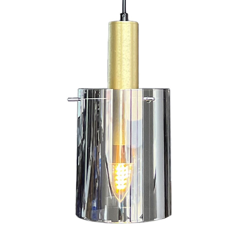 Kattokruunu johdossa ARCADIA 1xE27/60W/230V halkaisija 13 cm kulta/savuinen