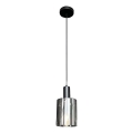 Kattokruunu johdossa ARCADIA 1xE27/60W/230V halkaisija 13 cm musta/savuinen