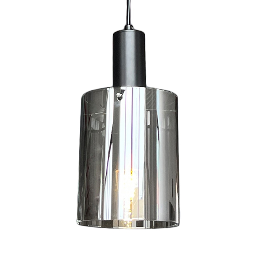 Kattokruunu johdossa ARCADIA 1xE27/60W/230V halkaisija 13 cm musta/savuinen