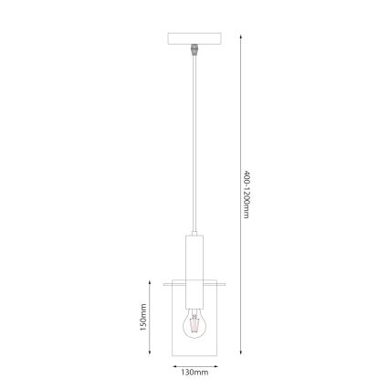 Kattokruunu johdossa ARCADIA 1xE27/60W/230V halkaisija 13 cm musta/savuinen