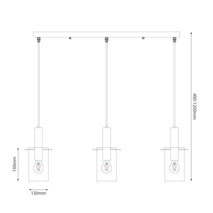 Kattokruunu johdossa ARCADIA 3xE27/60W/230V kulta/savuinen