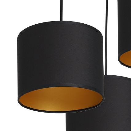 Kattokruunu johdossa ARDEN 3xE27/60W/230V musta/kulta