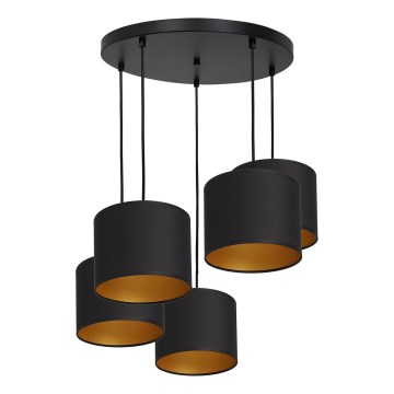 Kattokruunu johdossa ARDEN 5xE27/60W/230V musta/kultainen