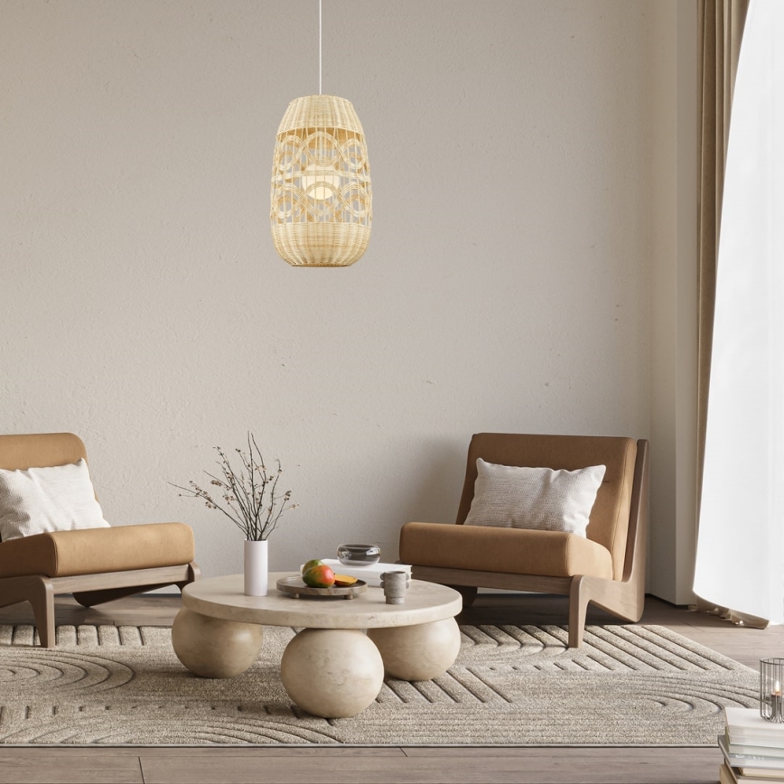 Kattokruunu johdossa ARONA 1xG9/9W/230V halkaisija 40 cm rottinki/beige