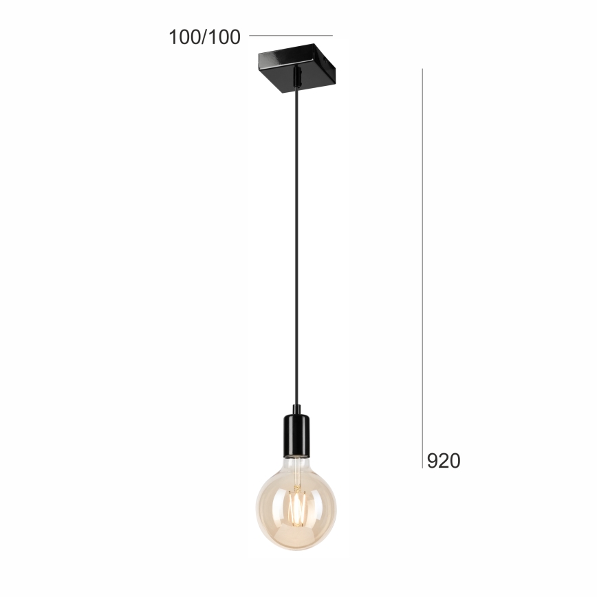 Kattokruunu johdossa ASTRID 1xE27/60W/230V kiiltävä musta