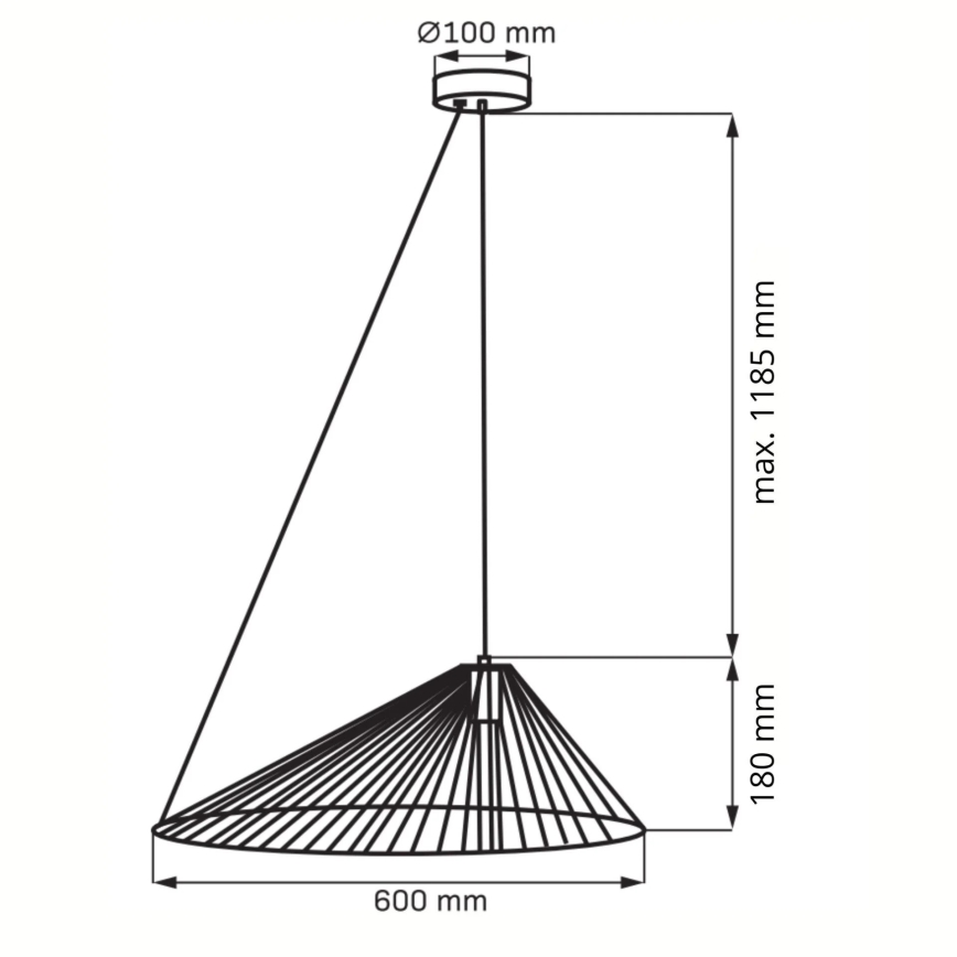 Kattokruunu johdossa AURORA 1xE27/20W/230V halkaisija 60 cm musta