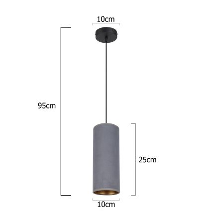 Kattokruunu johdossa AVALO 1xE27/60W/230V harmaa