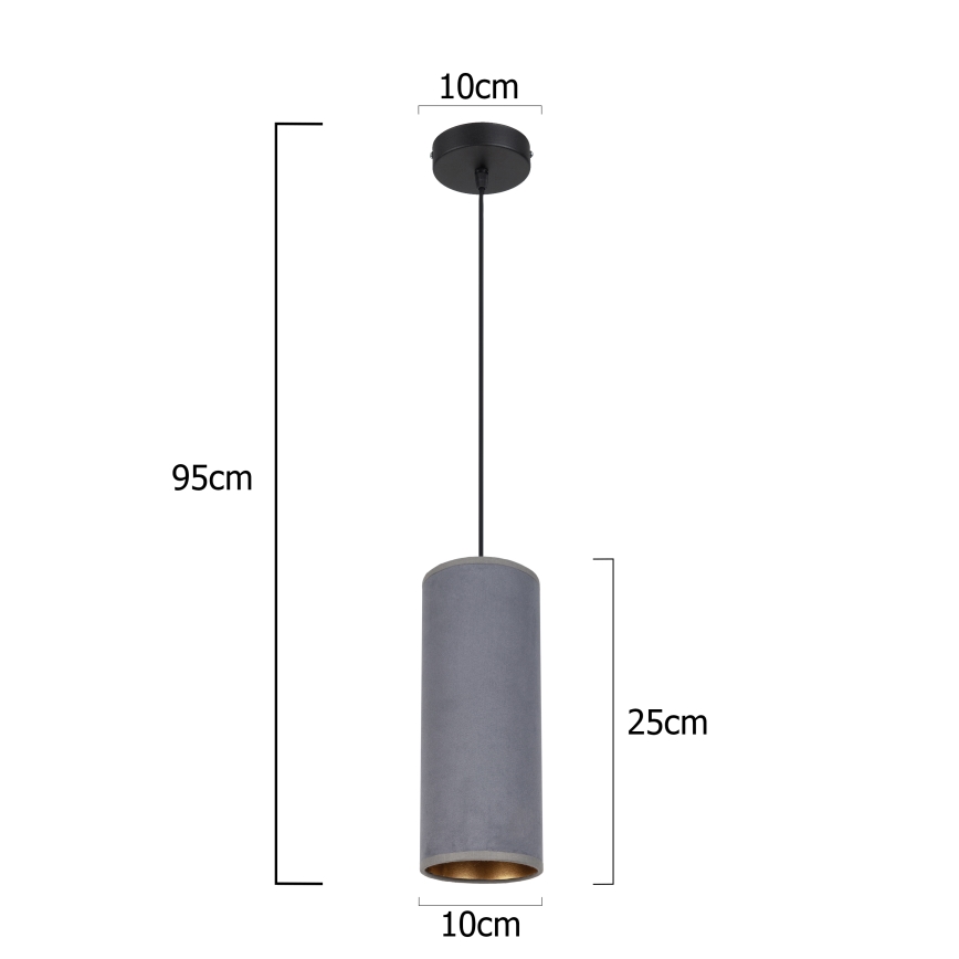 Kattokruunu johdossa AVALO 1xE27/60W/230V harmaa