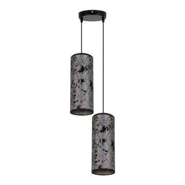 Kattokruunu johdossa AVALO 2xE27/60W/230V halkaisija 20 cm harmaa/musta