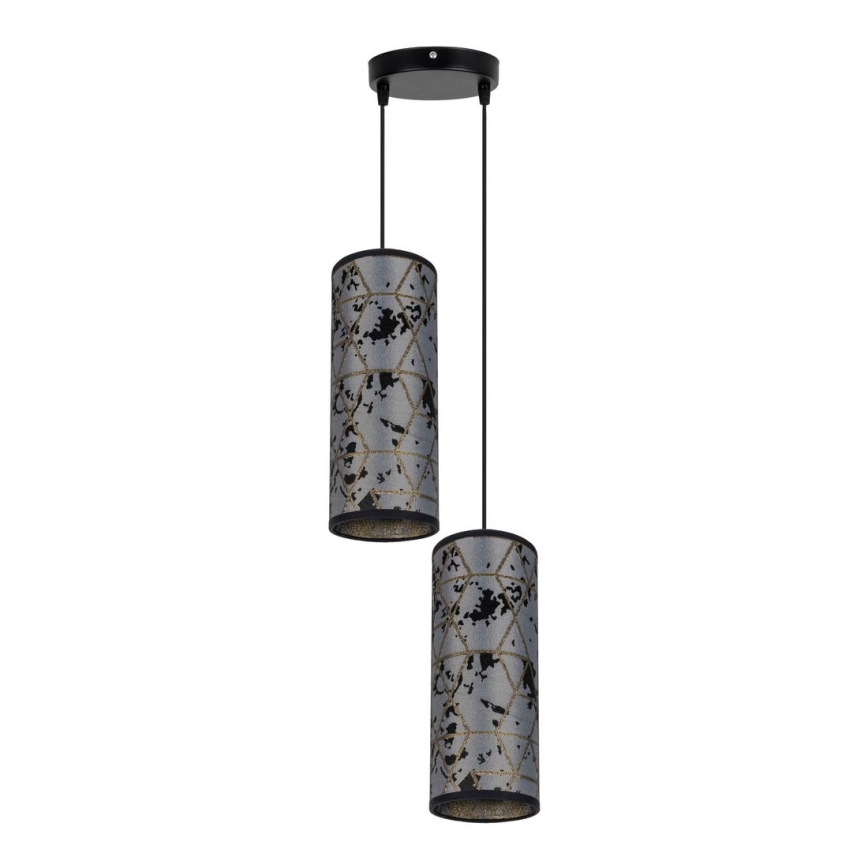 Kattokruunu johdossa AVALO 2xE27/60W/230V halkaisija 20 cm harmaa/musta