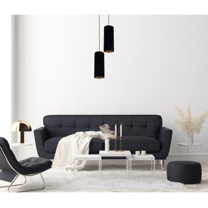 Kattokruunu johdossa AVALO 2xE27/60W/230V halkaisija 20 cm musta