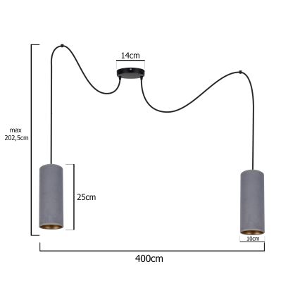 Kattokruunu johdossa AVALO 2xE27/60W/230V hämähäkki harmaa