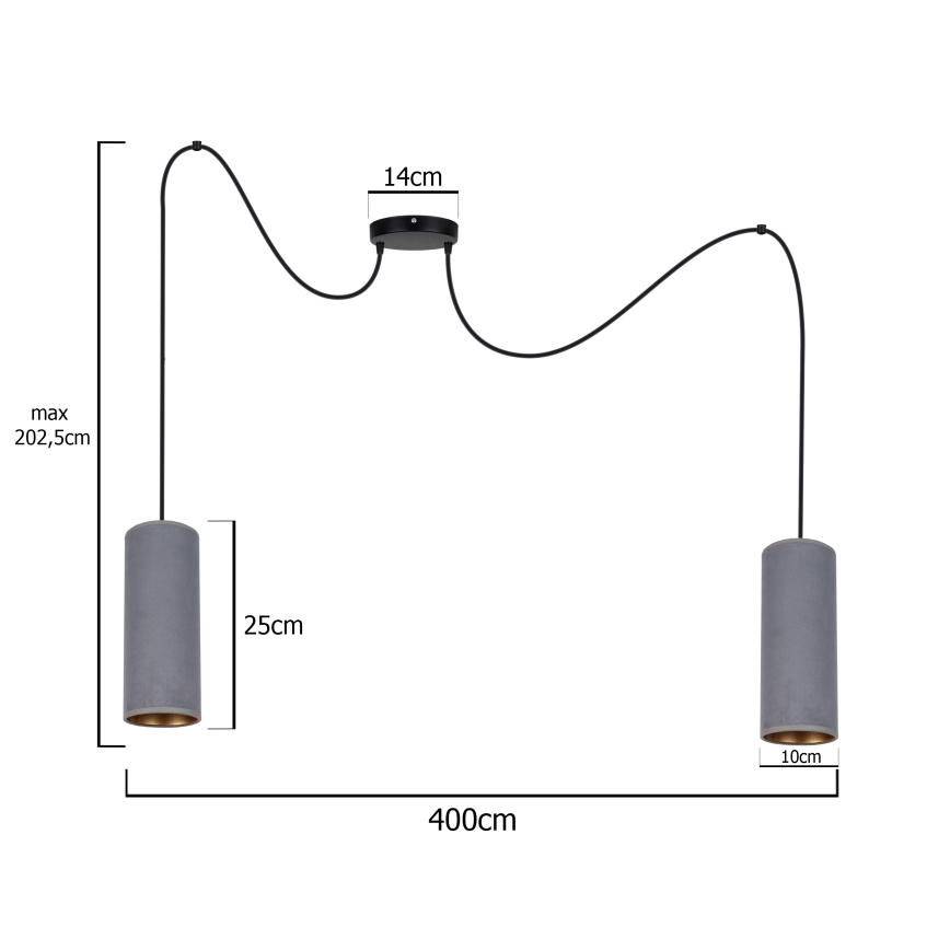 Kattokruunu johdossa AVALO 2xE27/60W/230V hämähäkki harmaa