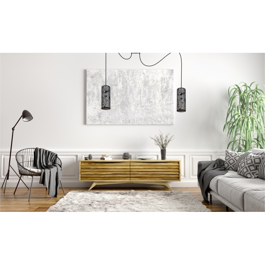 Kattokruunu johdossa AVALO 2xE27/60W/230V hämähäkki harmaa/musta