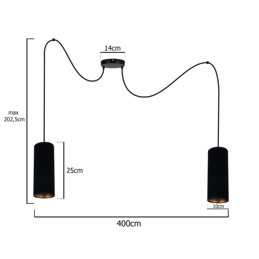 Kattokruunu johdossa AVALO 2xE27/60W/230V hämähäkki musta