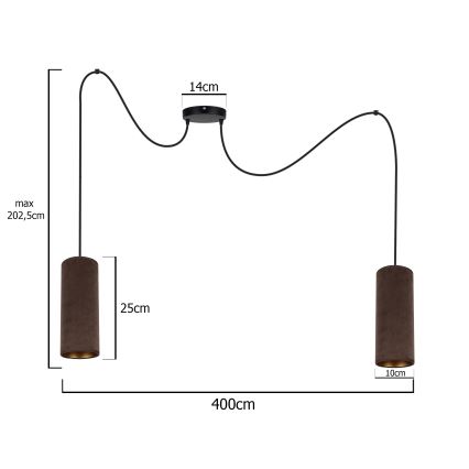 Kattokruunu johdossa AVALO 2xE27/60W/230V hämähäkki ruskea/kupari